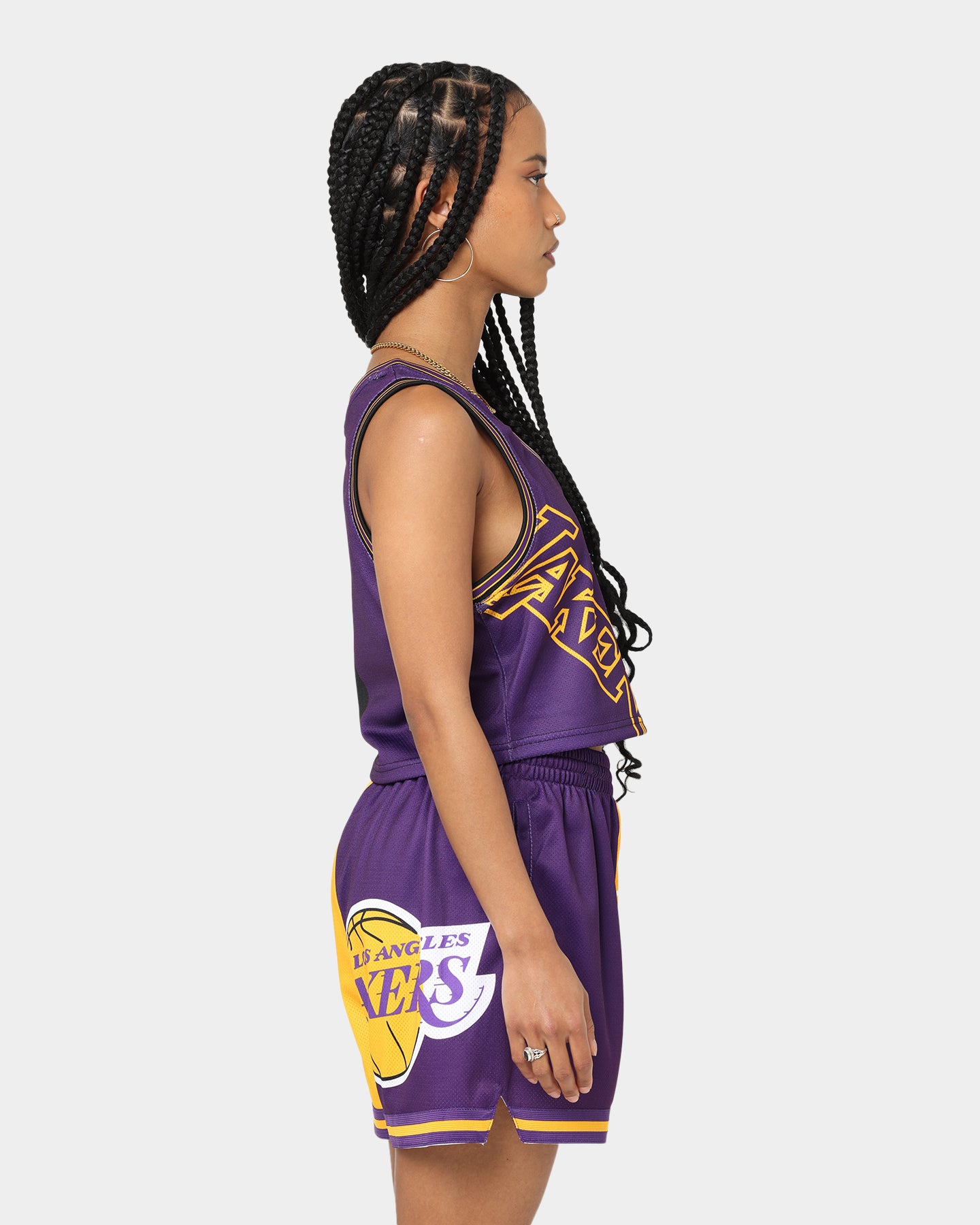 Mitchell & Ness Women's Los Angeles Lakers Big Face 5.0 Crop Tank Top Purple、mySite、zt4zffjzw