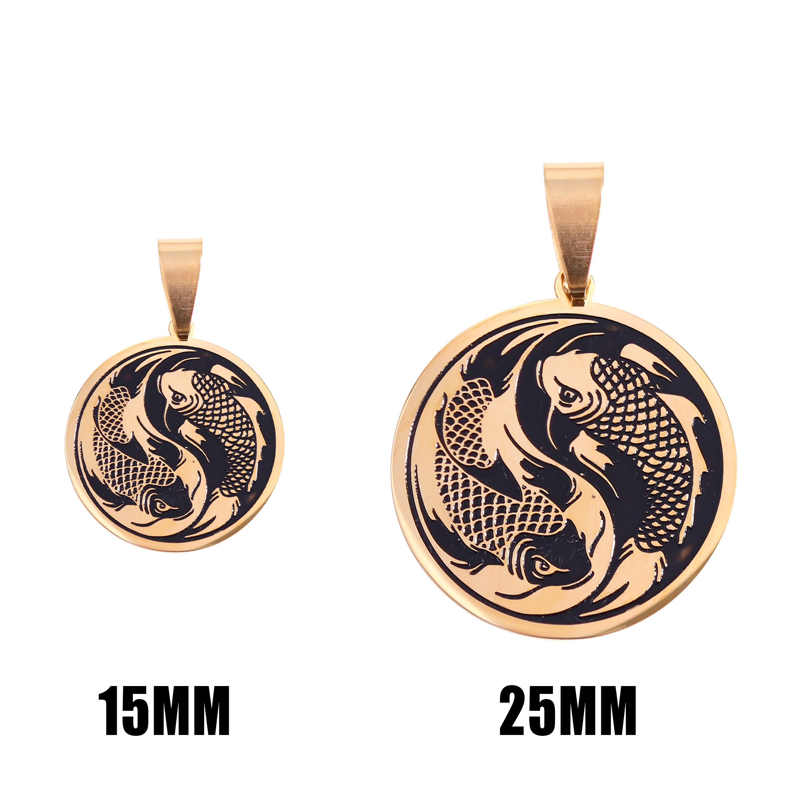 18K Gold PVD Stainless Steel Yin & Yang Koi Fish Pendant / PDL0124、mySite、dreamappss