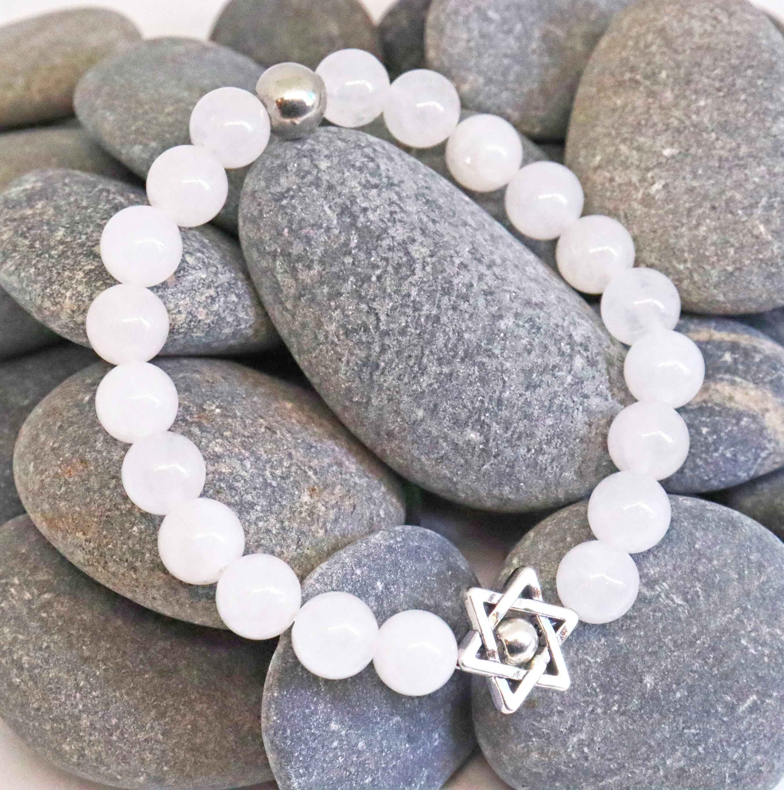 White Jade Star of David Beaded Bracelet、mySite、topwebapps