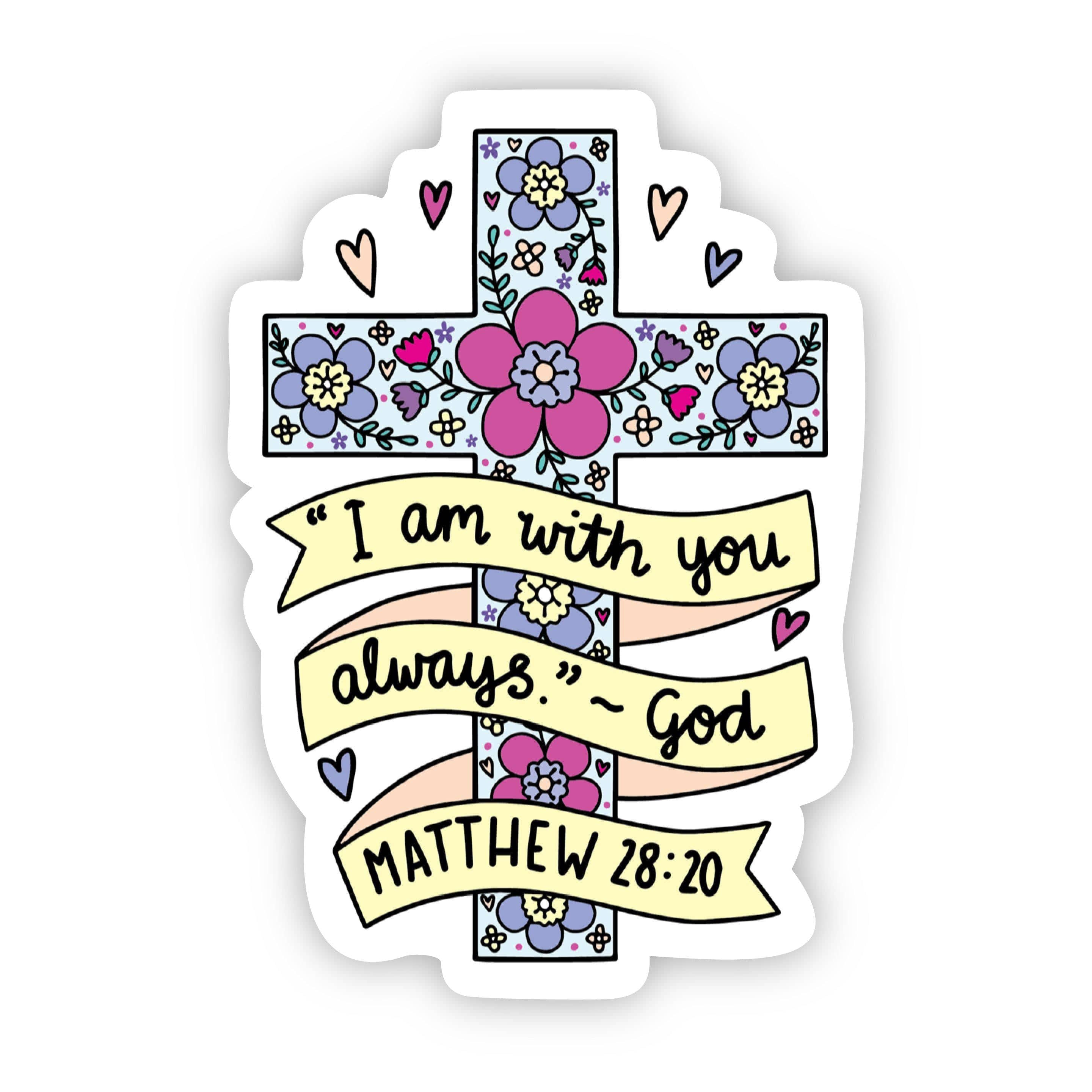  I am with you always floral cross sticker、mySite、elrpsem3k