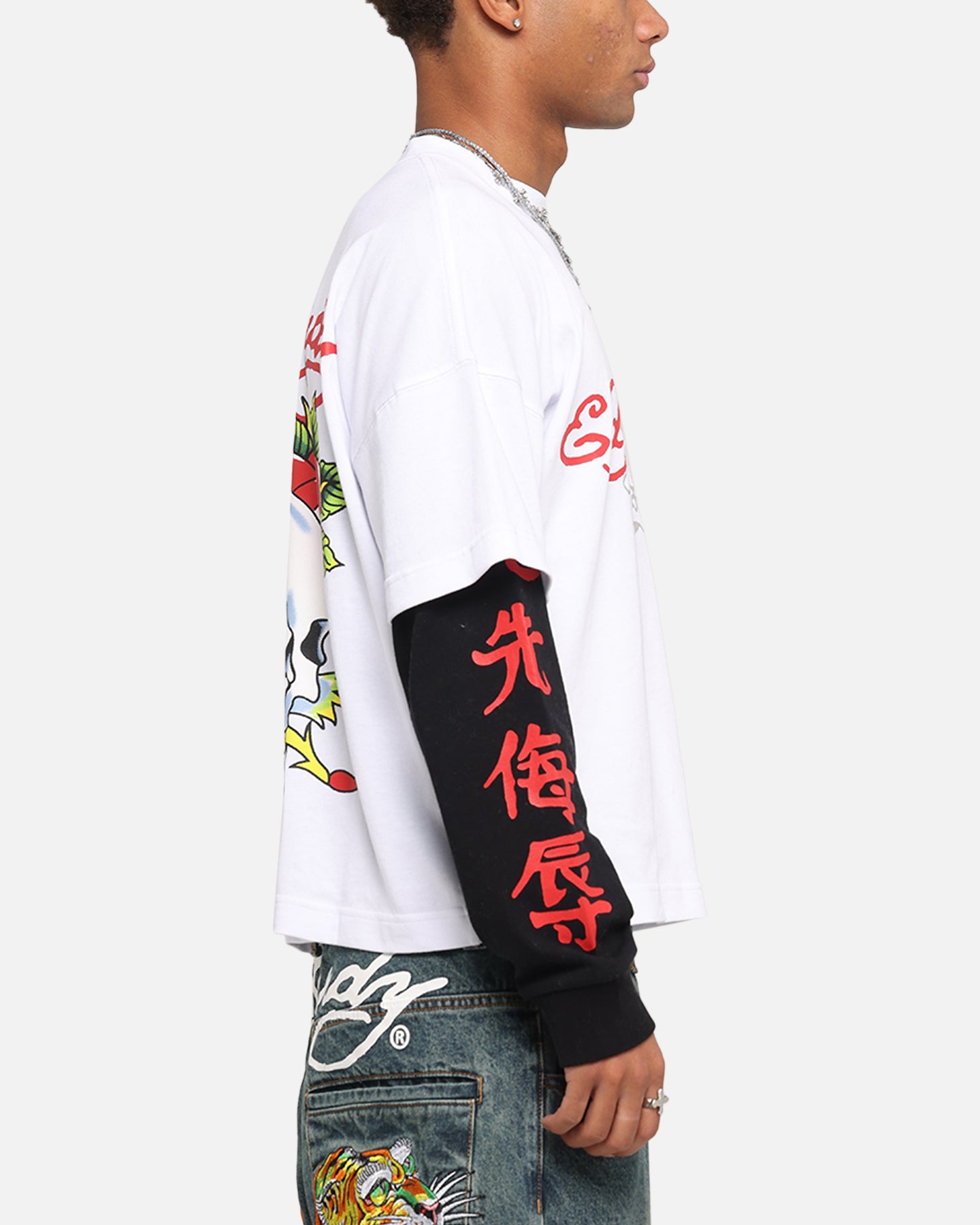 Ed Hardy Skull Layered Long Sleeve T-Shirt White、mySite、zt4zffjzw