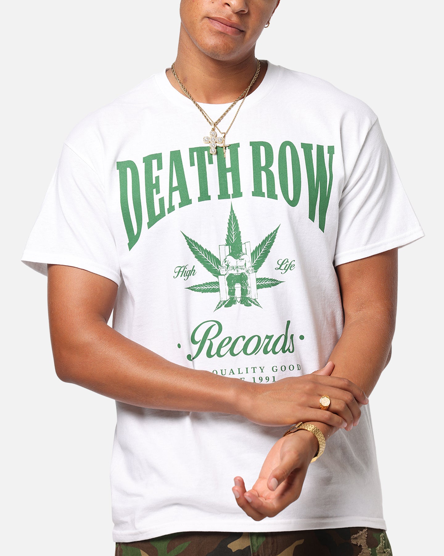 Deathrow Records High Life T-Shirt White、mySite、zt4zffjzw
