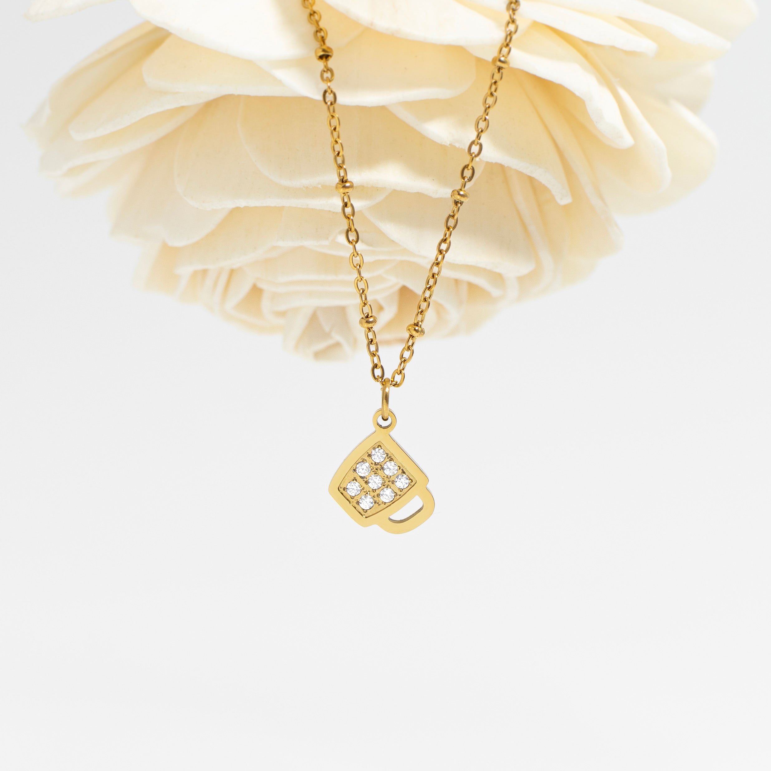 18K Gold PVD Stainless Steel Coffee Cup Charm / PDL0284、mySite、dreamappss