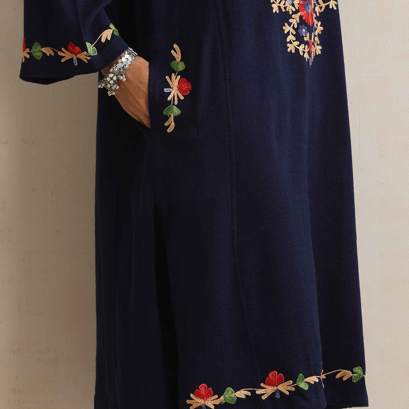 Woolen Kurta For Women | Kashmiri Embroidered | Blue、mySite、camillekostekn