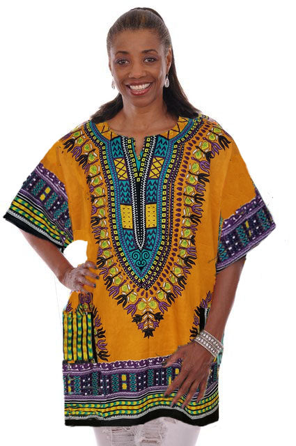 Orange Traditional African Print Dashiki Shirt-DP3715WDF、mySite、solidvoid