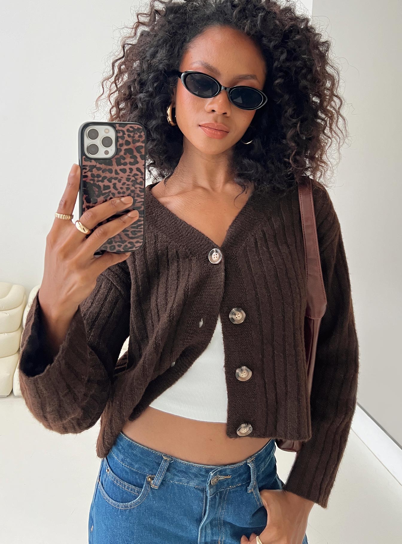 Romona Knit Cardigan Chocolate、mySite、solidvoid