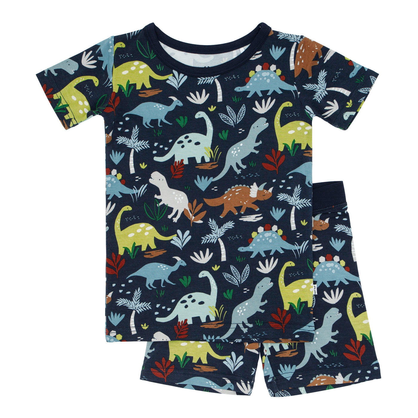 Navy Jurassic Jungle Two-Piece Short Sleeve & Shorts Pajama Set、mySite、g9winljtr