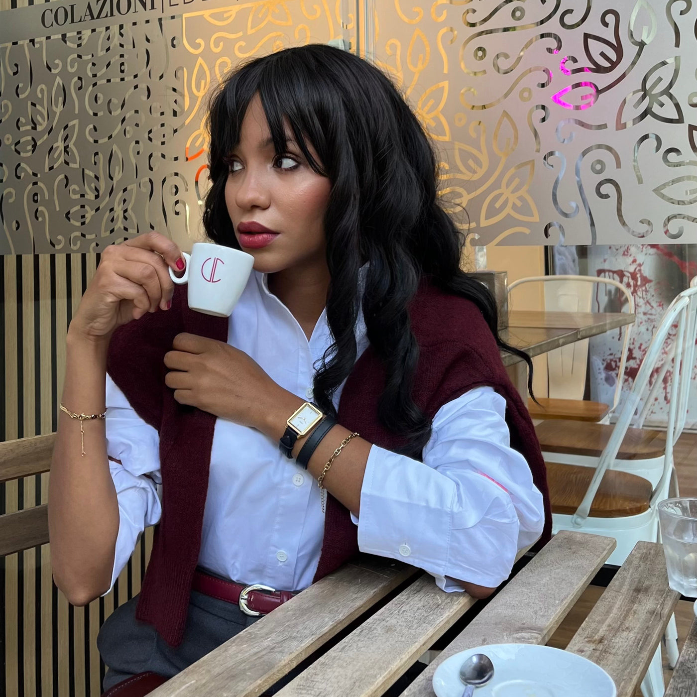 Fluette Watch Double Leather Black, Gold Colour、mySite、botmansion