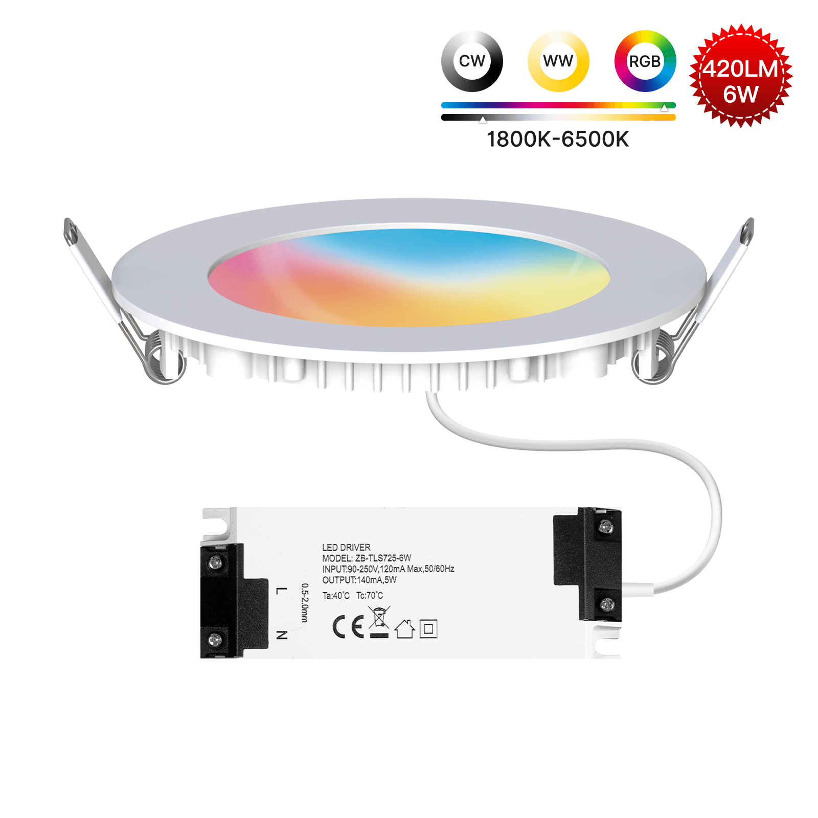 MOES ZigBee Downlight Tuya Dimming Spot lamp 6W RGB Change Warm Cool light、mySite、fannypackpong