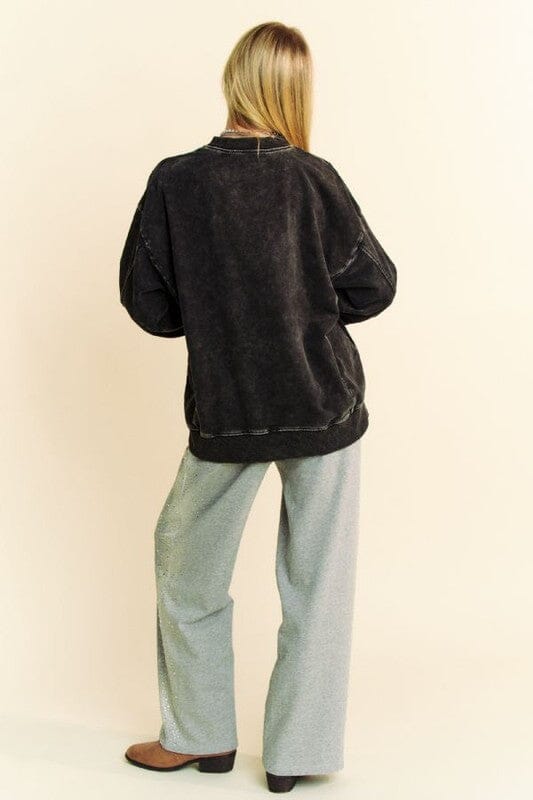 Davi & Dani Stud Star Patch Acid Washed Sweatshirt、mySite、camillekostekn
