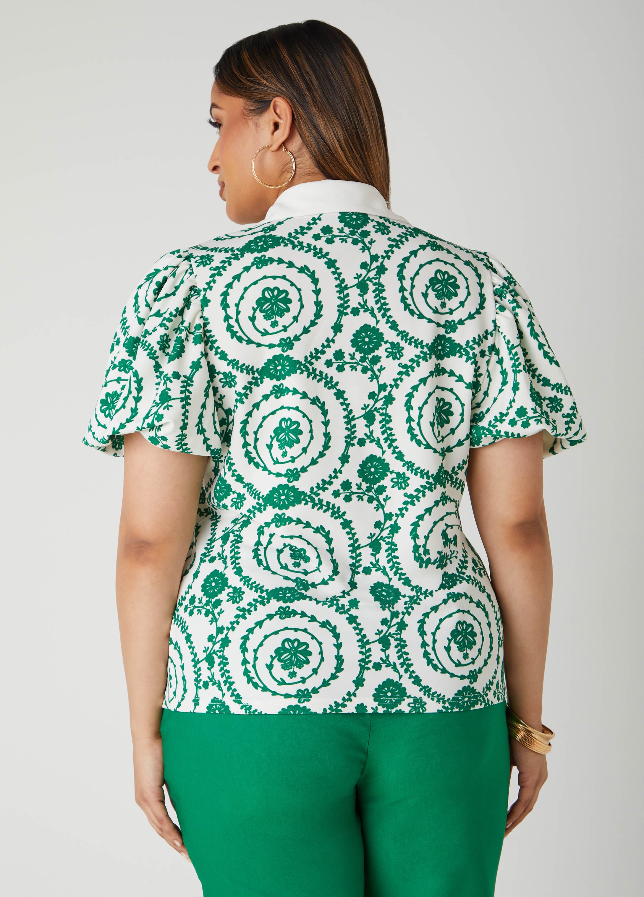 Puff Sleeved Floral Print Shirt、mySite、bengalsvssteelers