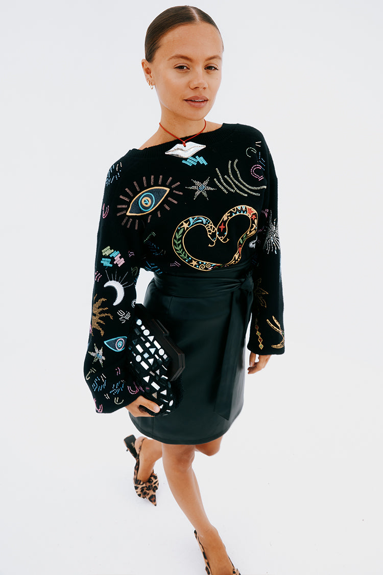 Black Vegan Leather Mini Jaspre Skirt Petite、mySite、solidvoid