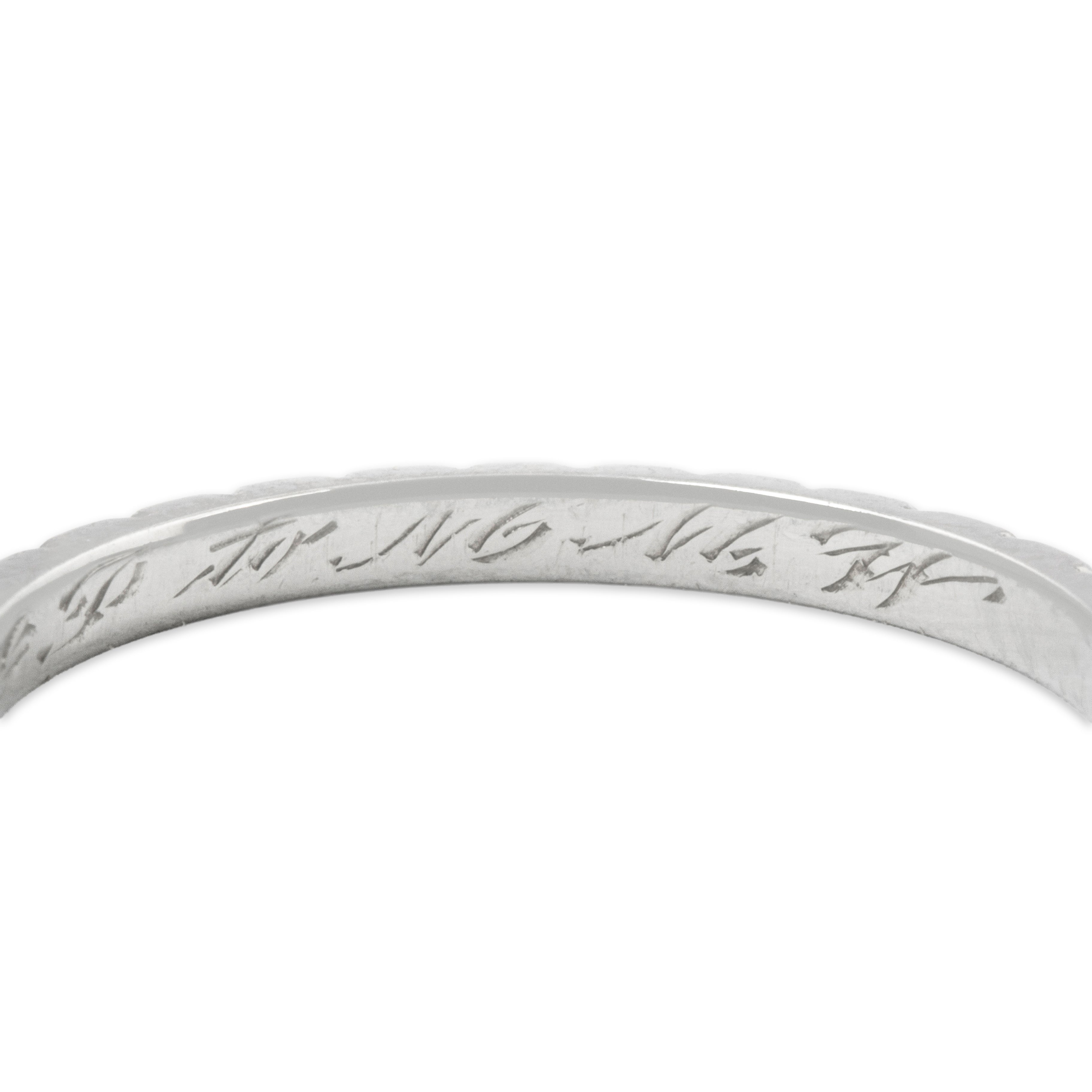 Antique Art Deco 18k White Gold Engraved Flower Blossom Band Ring 6.50、mySite、hinf8tx79