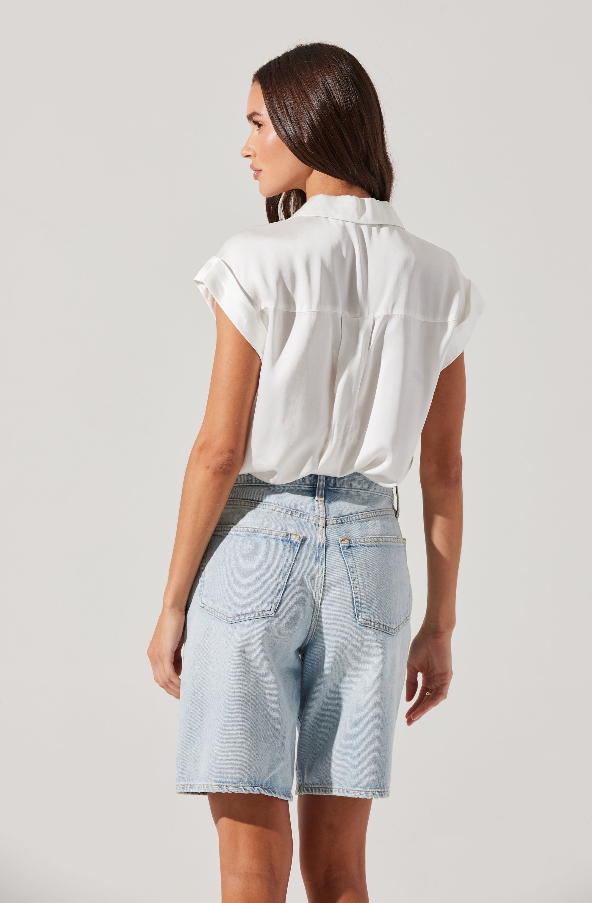 Callen Satin Button Up Top、mySite、solidvoid