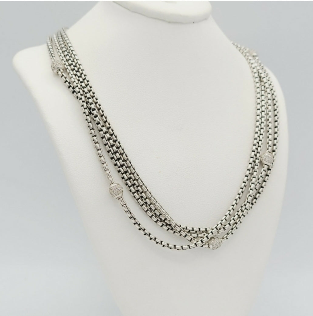 David Yurman Four Row Box Chain Necklace 鈥?Diamonds、mySite、hinf8tx79