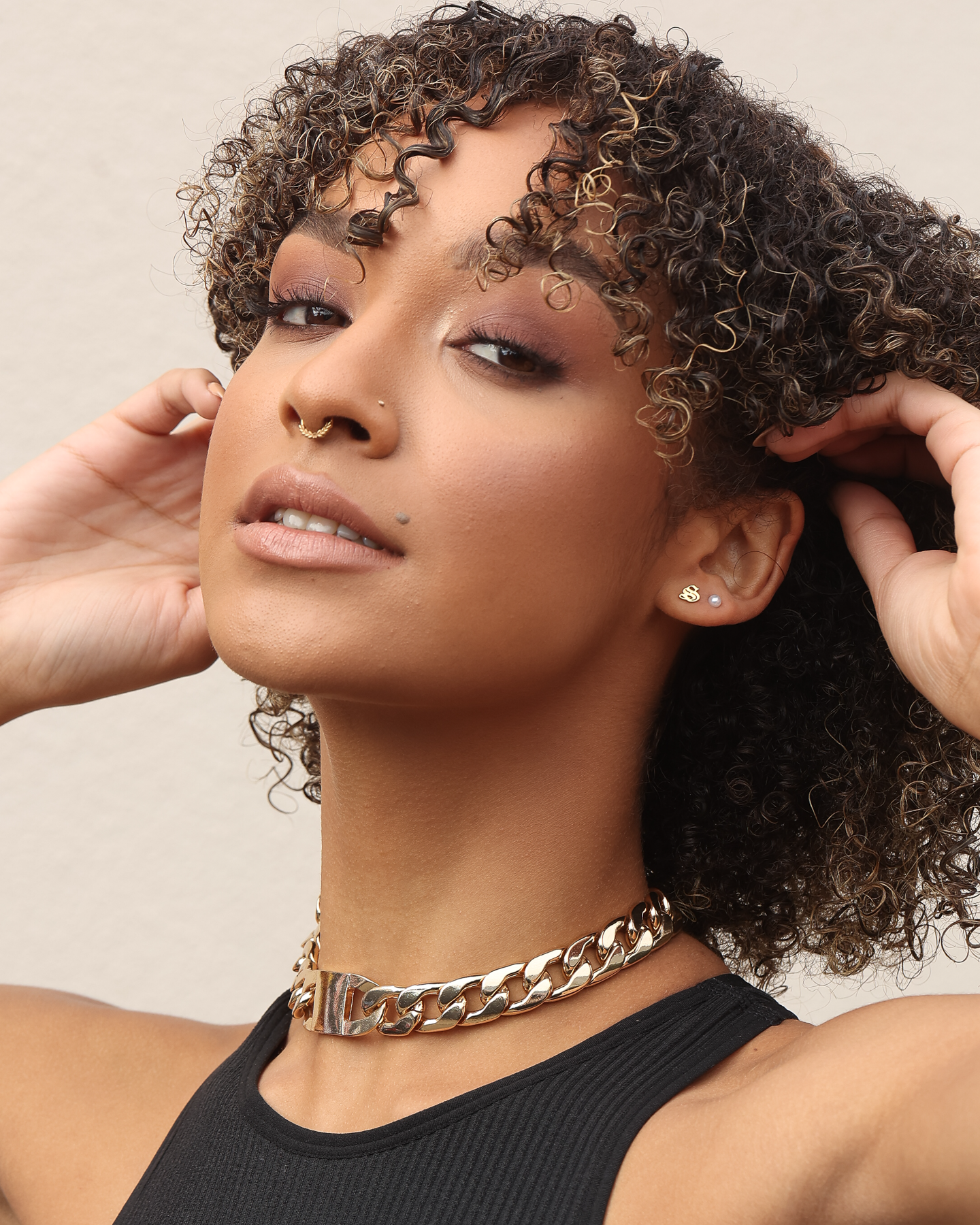 Raising Hell Women's Gothic Alphabet Stud Earrings Gold、mySite、zt4zffjzw