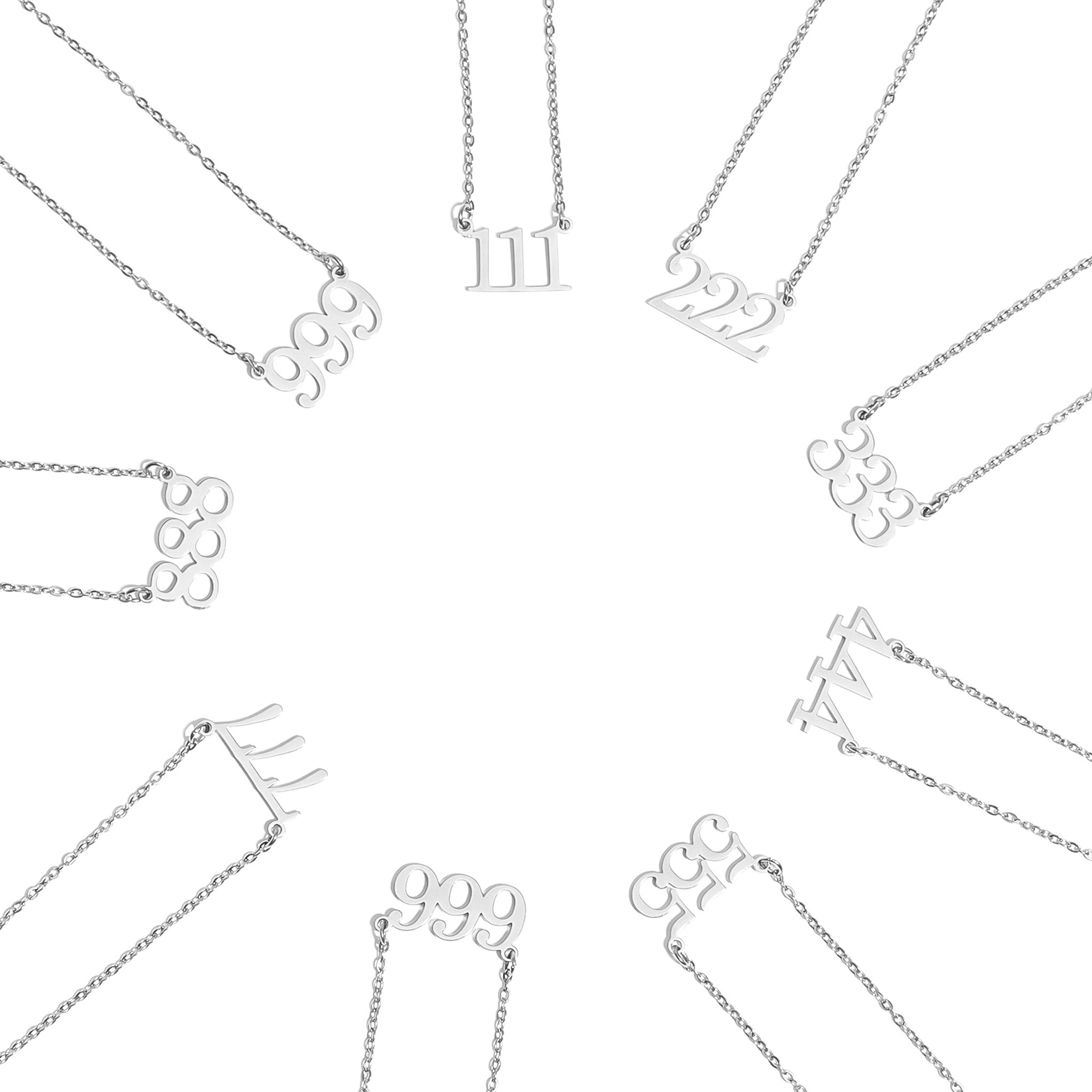 27 pc 18K Gold PVD Stainless Steel Angel Number Necklace Set / BND0052、mySite、dreamappss