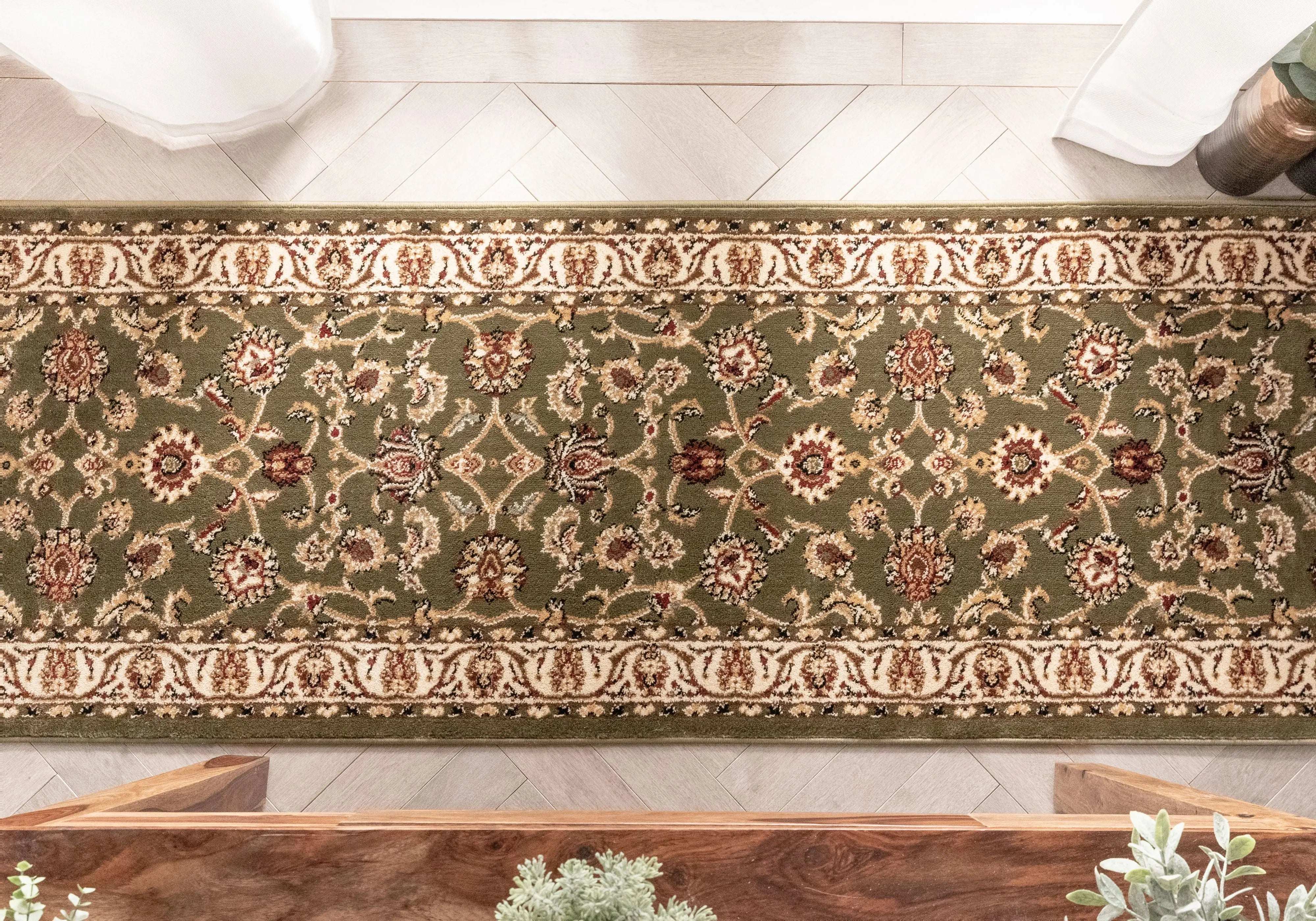 Sarouk Custom Size Runner Traditional Green 27 Inch Wide x Choose Your Length Hallway Runner Rug、mySite、gigharbornorthrealestate