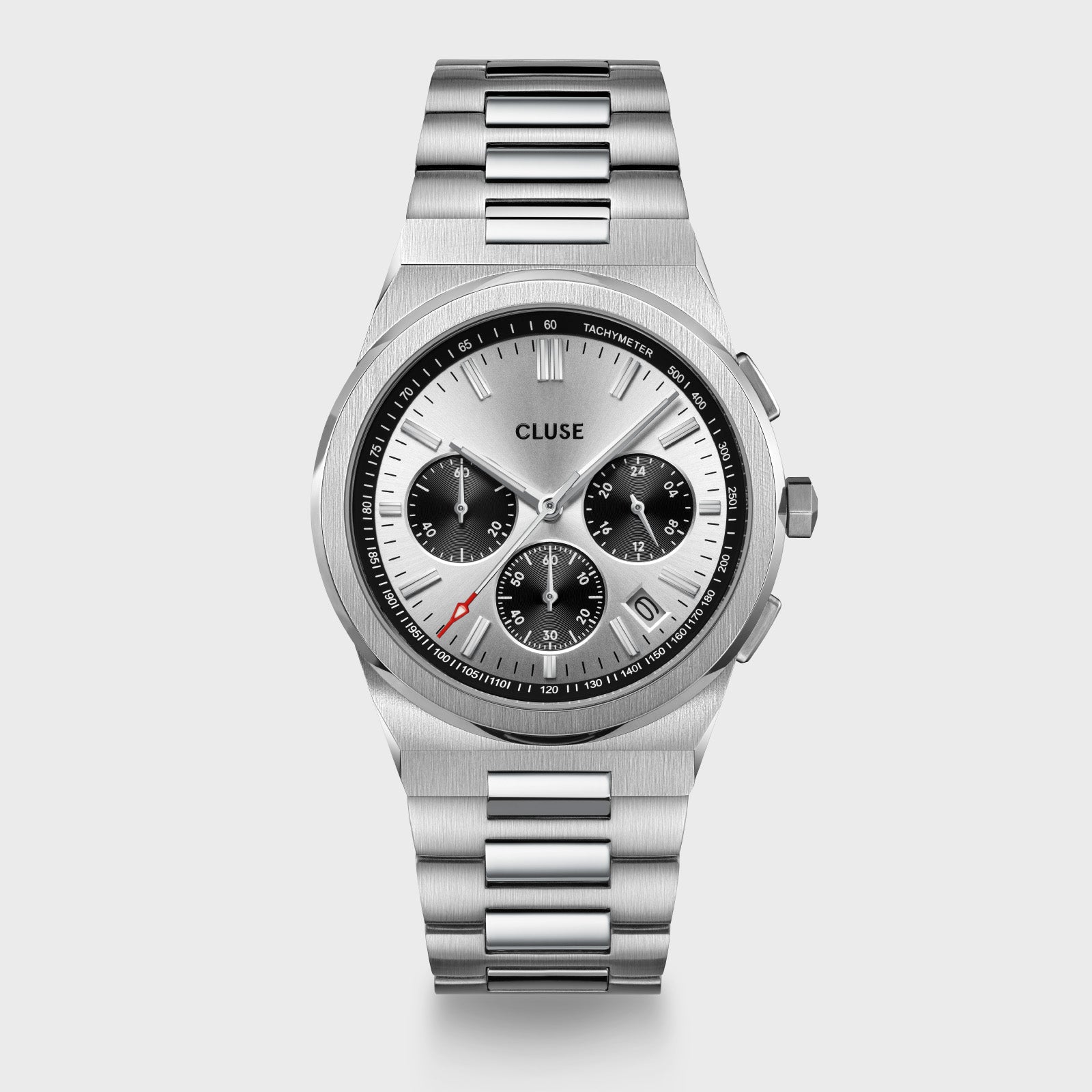 Vigoureux Chrono Watch Steel, Black, Full Silver Colour、mySite、botmansion