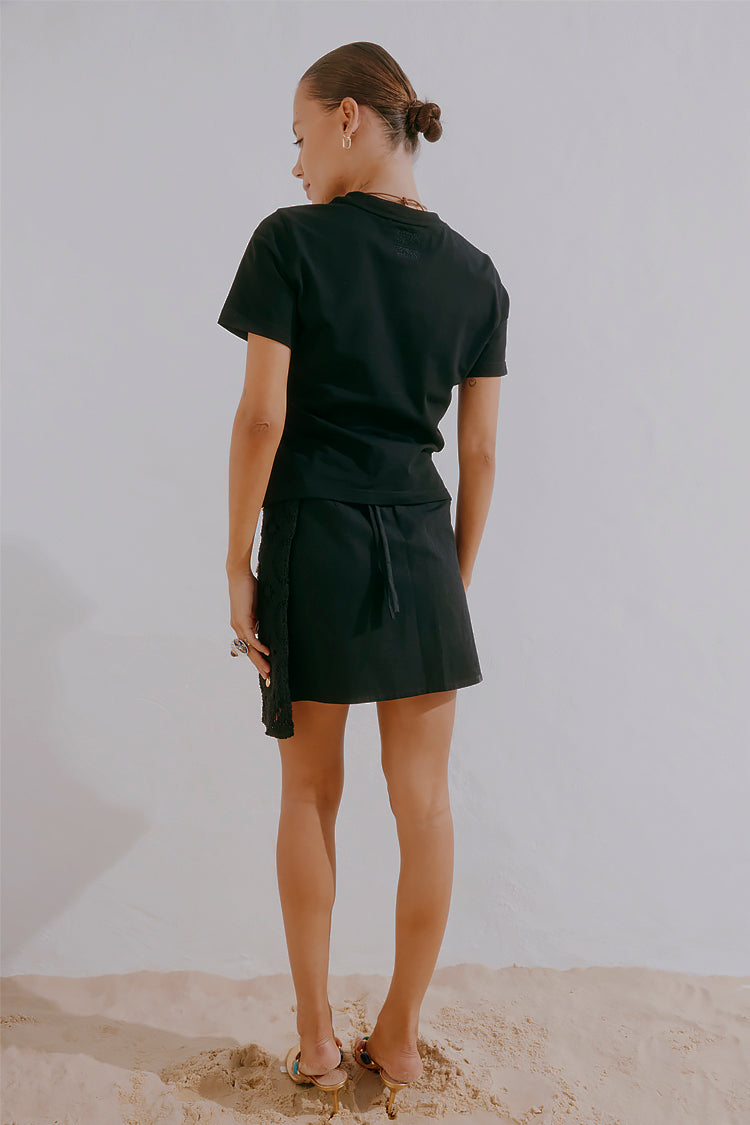 Black Crochet Shell Wrap Skirt、mySite、solidvoid