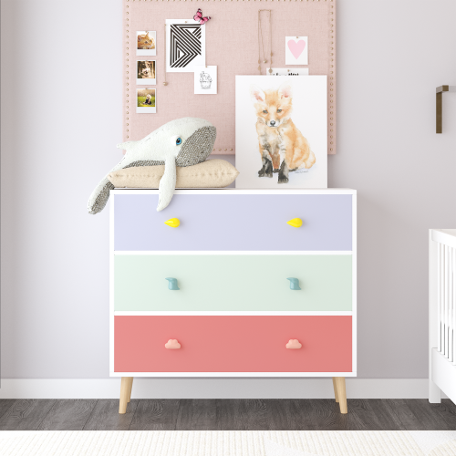 Kids 3 Drawer Dresser, Baby Nightstand for Bedroom, Storage Cabinet for Toddler Child for Living Room, Toddler Room, Nursery, Closet, Apartment (White)、、casual