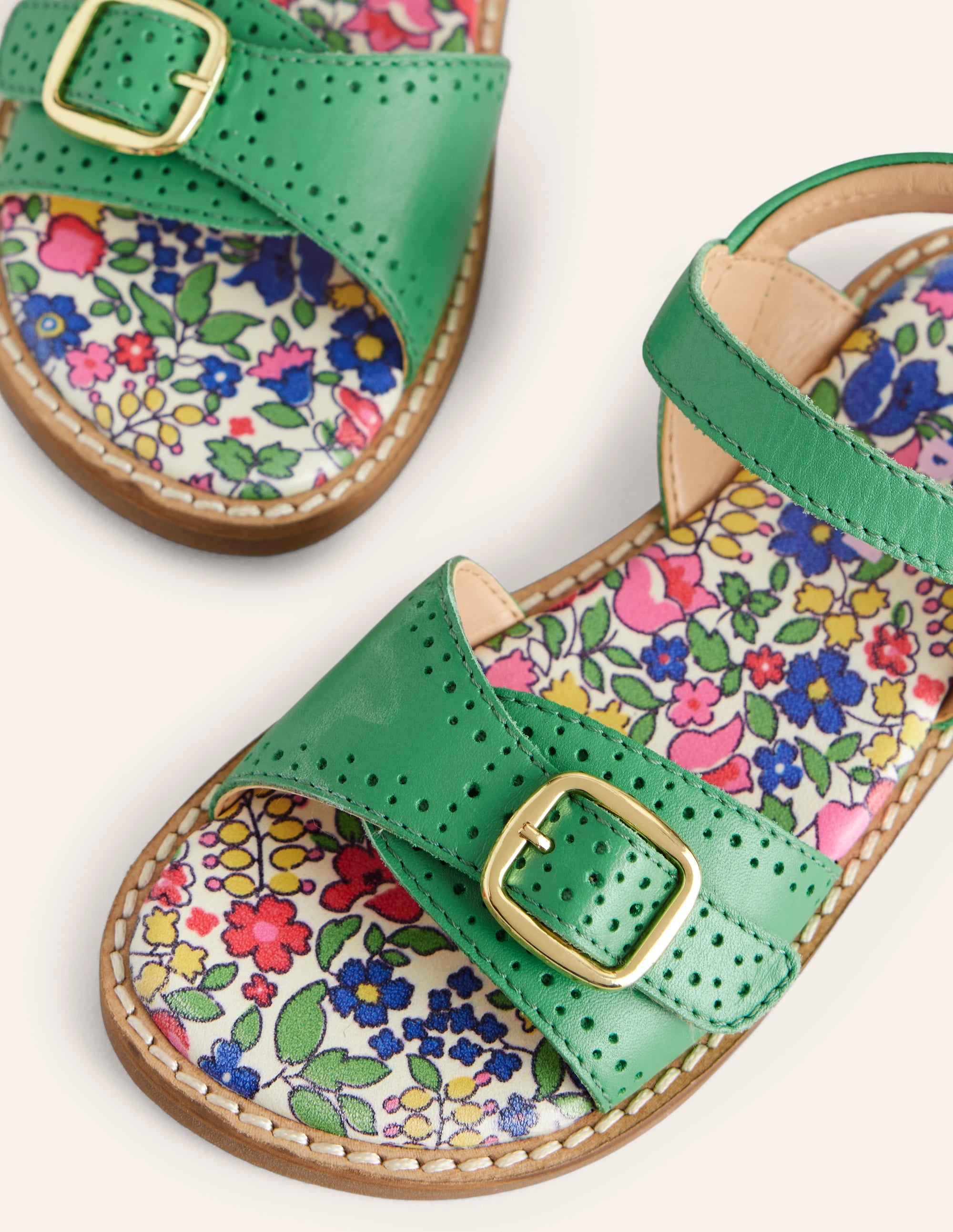  Leather Buckle Sandals-Green、mySite、ashleygrahame