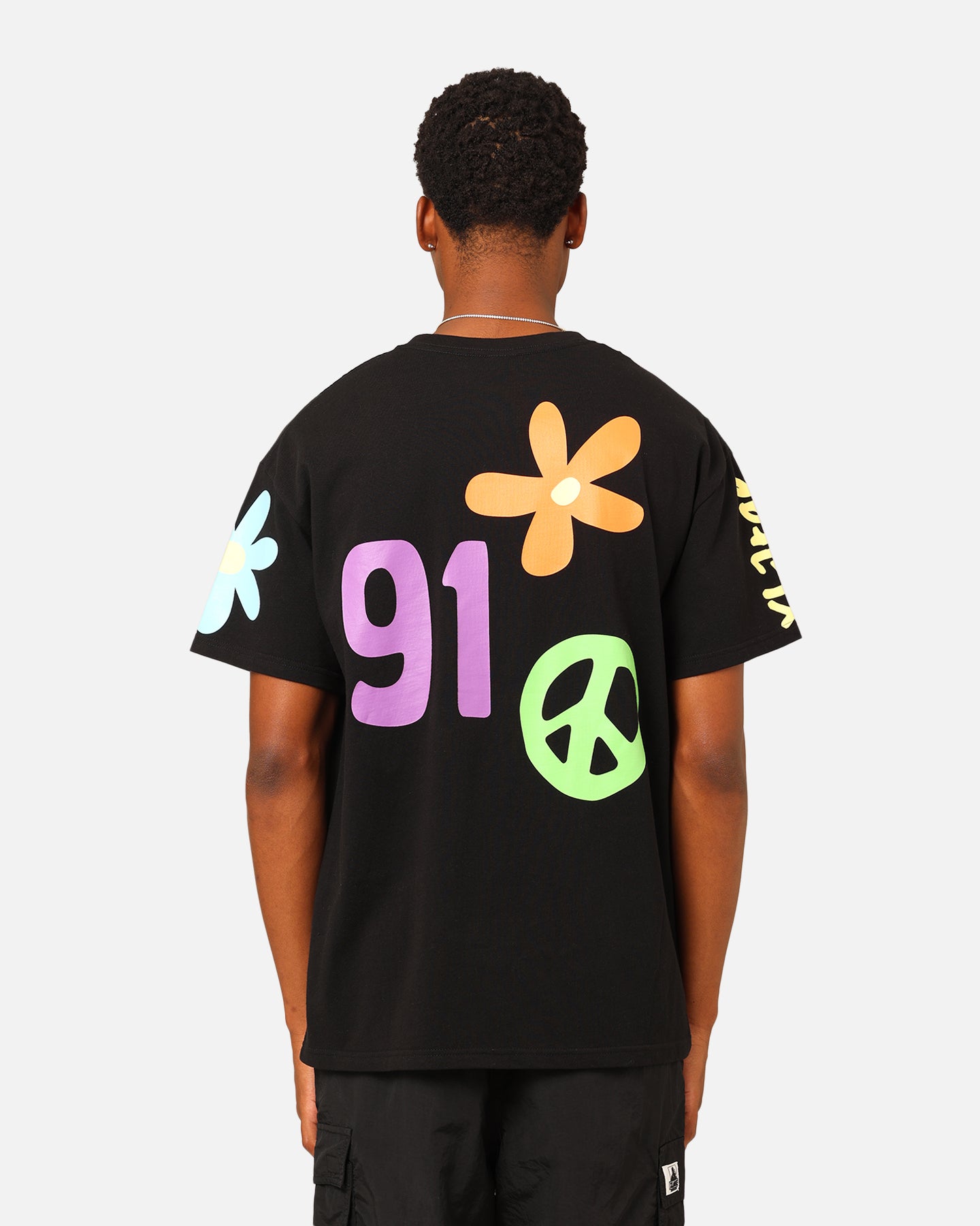 X-Large Flower And Peace T-Shirt Black、mySite、zt4zffjzw