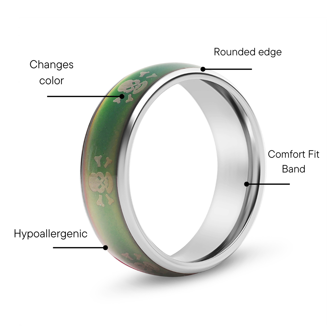 Stainless Steel Mood Band With Skull And Crossbones Ring / CFR9012、mySite、dreamappss