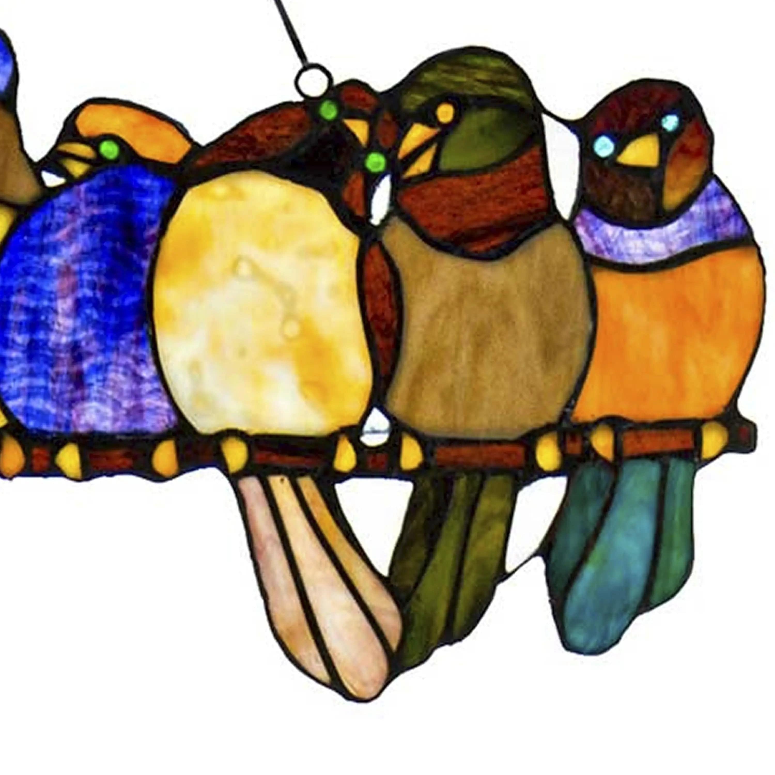 Multicolor Birds Stained Glass Window Panel、mySite、g9winljtr