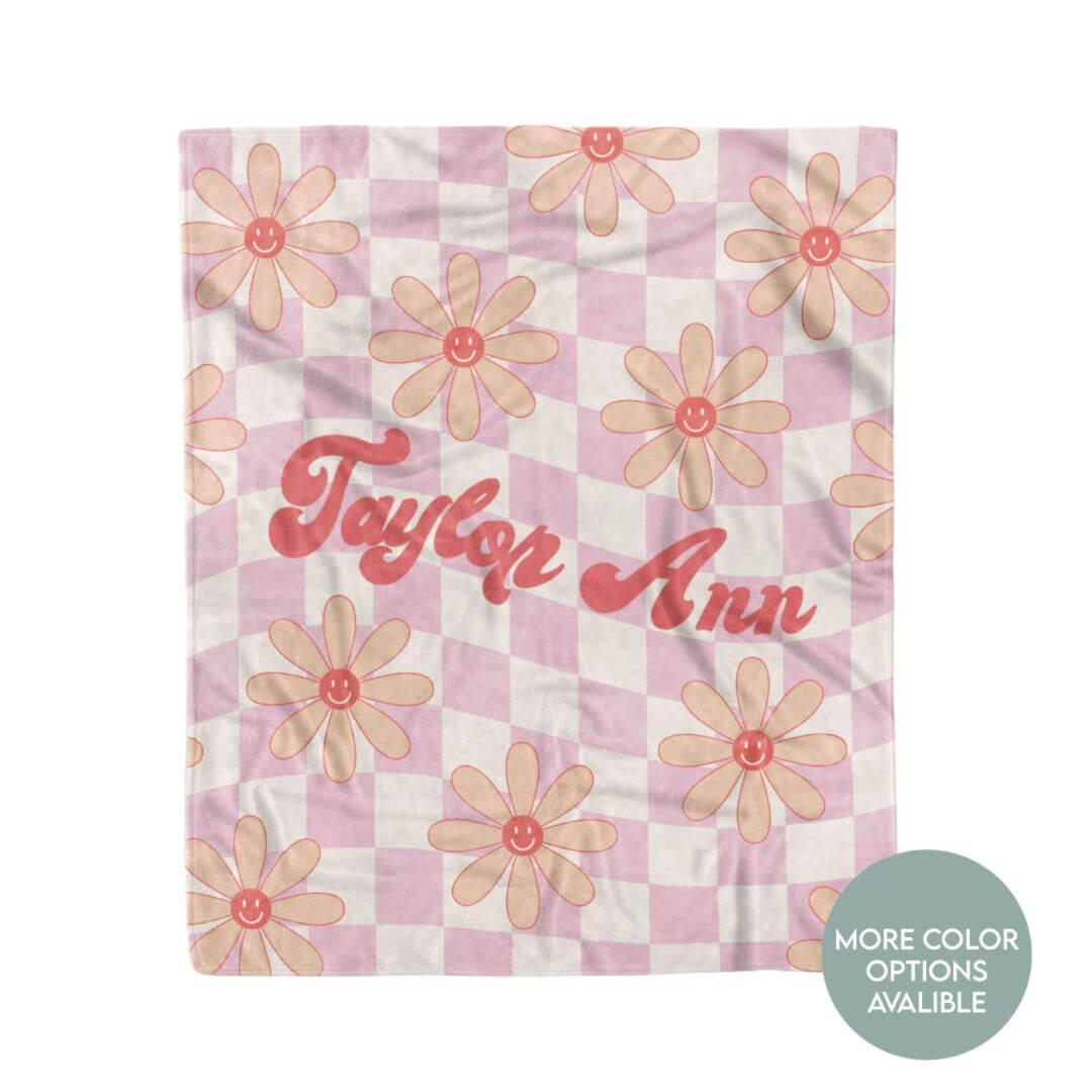  Smilie Daisy Personalized Kids Blanket、mySite、layawaytickets