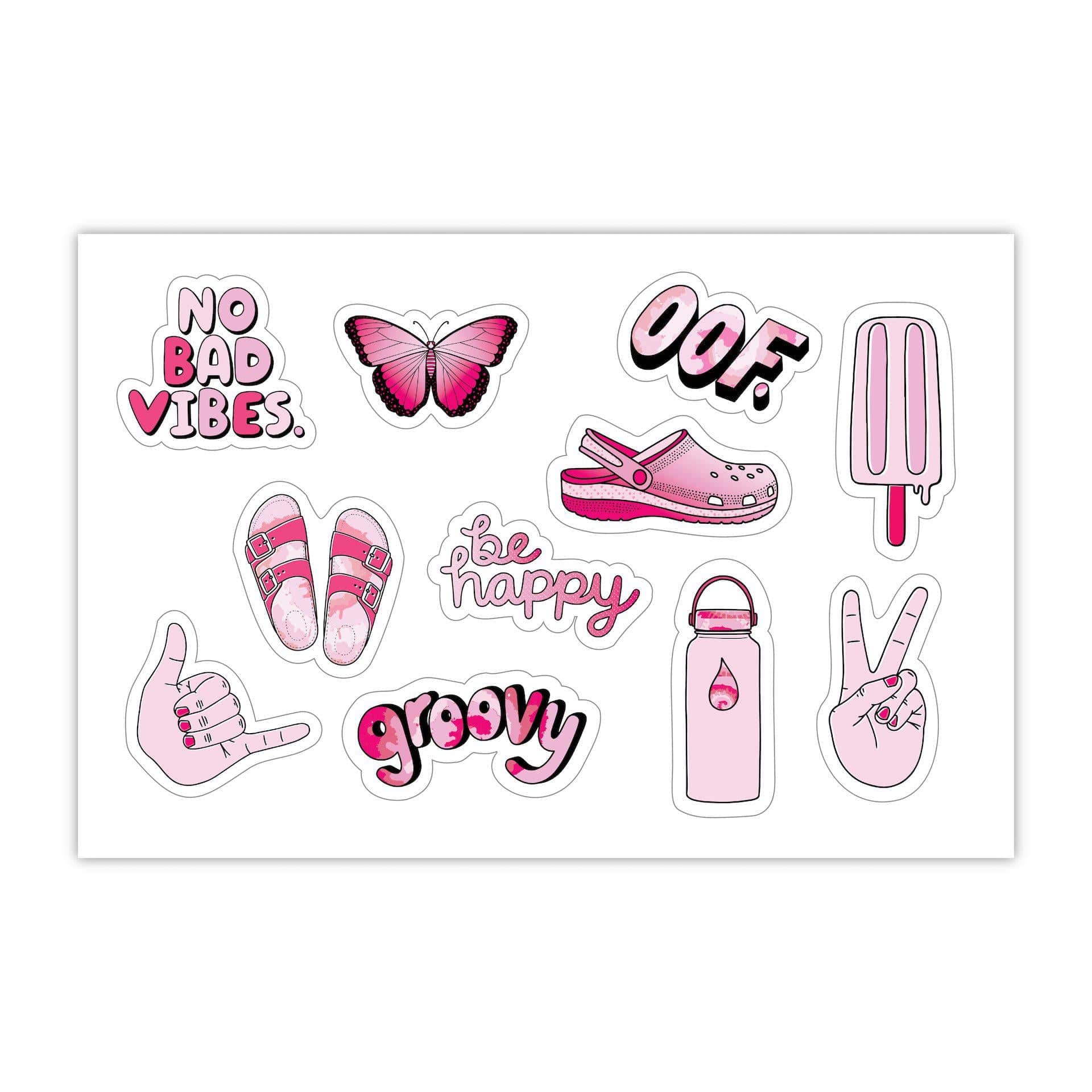  Sheet of Mini Stickers - Pink Aesthetic Stickers - SMALL miniature 1 x 1 Water Bottle Stickers - VSCO Stickers - Phone Case Stickers - Laptop Stickers - 23 Designs、mySite、elrpsem3k