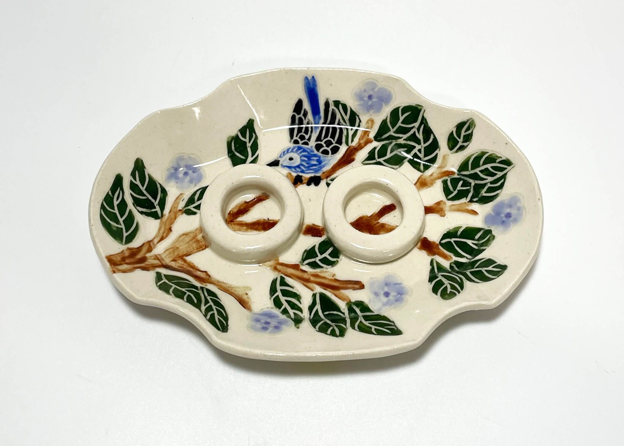 Blue Bird Porcelain Candlesticks Dish by Goodstein Ceramics、mySite、topwebapps