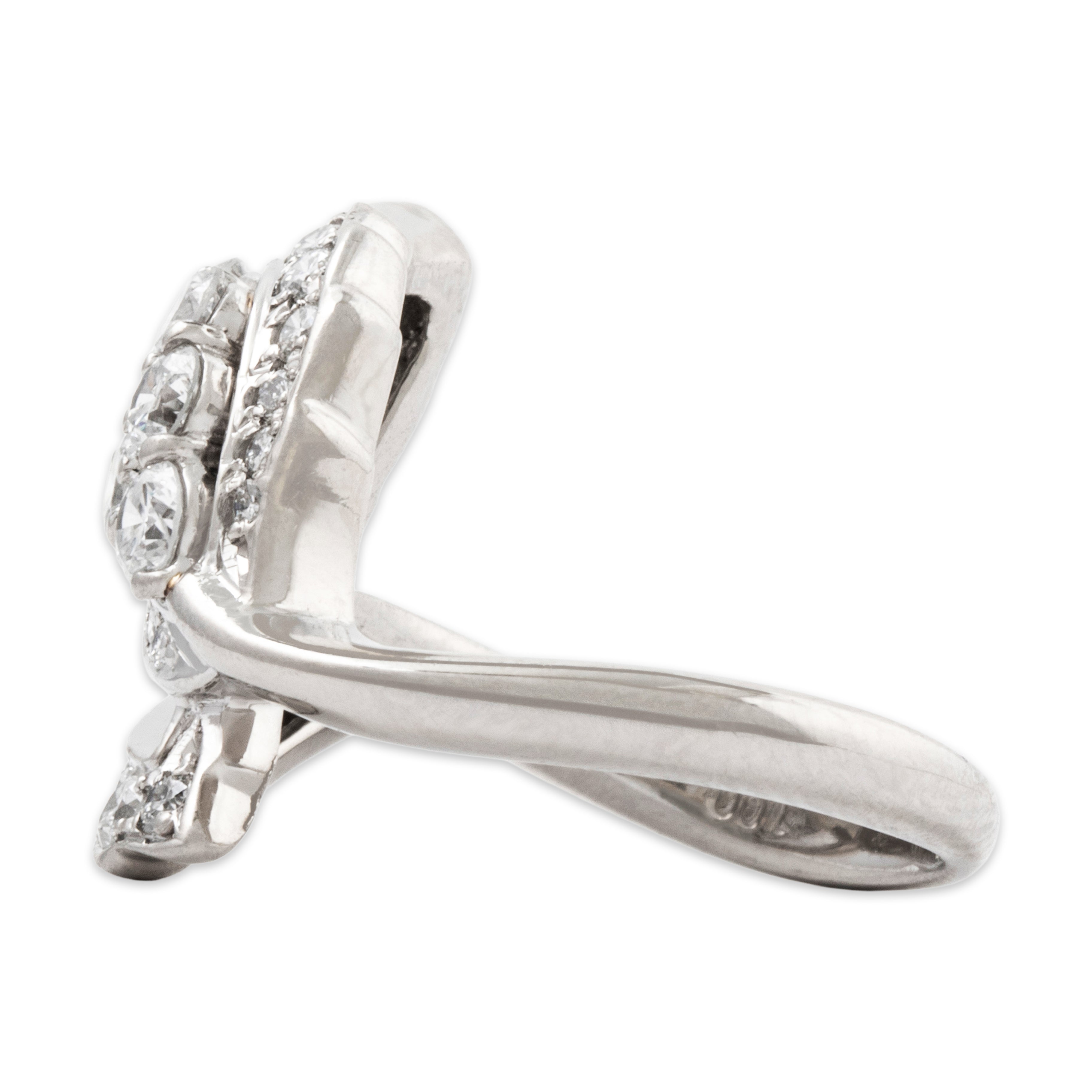 Vintage Platinum 1cttw Diamond Naturalistic Foliate Ring 6.00、mySite、hinf8tx79