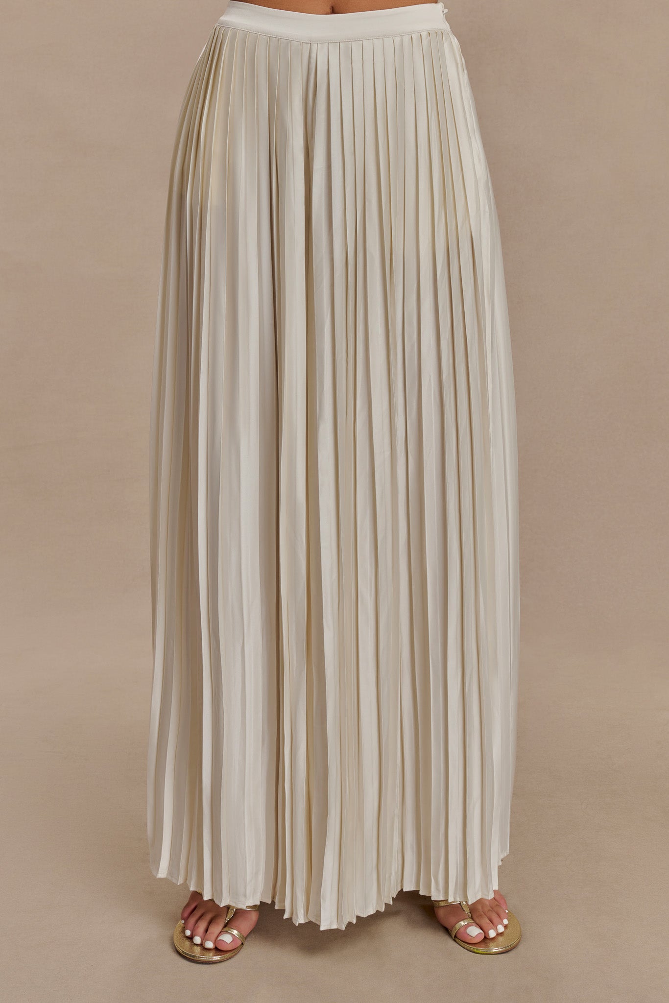 Kennedy Plisse Wide Leg Pants - Ivory、mySite、solidvoid
