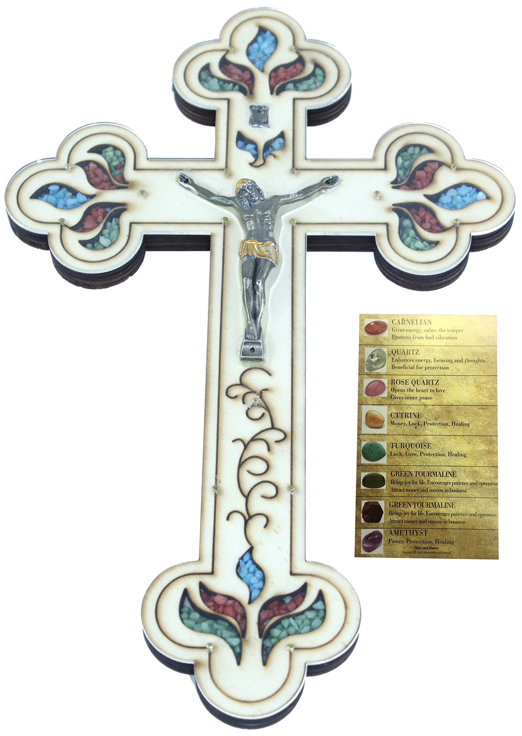 Jesus Savior Cross Filled with firy Reddish Carnelian semi Precious Stones from The Holy Land、mySite、topwebapps
