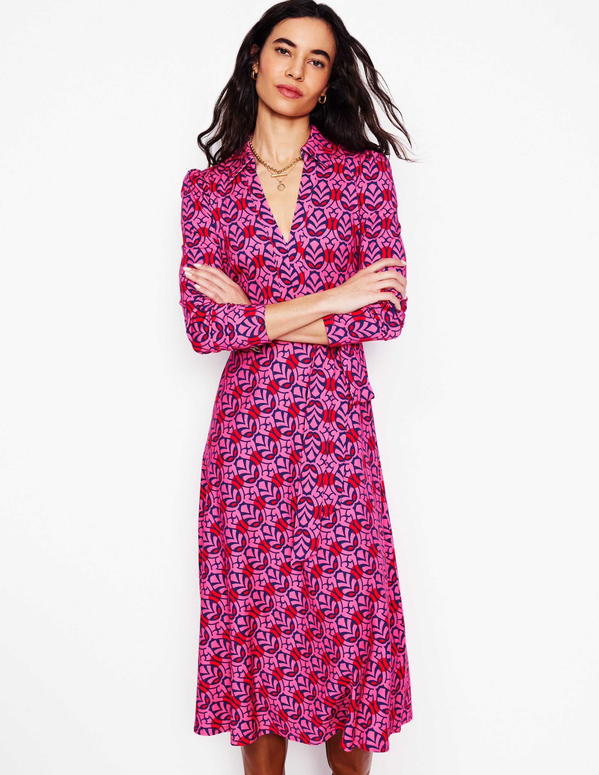  Imogen Collared Jersey Dress-Sorbet Pink, Leaf Terrace、mySite、ashleygrahame