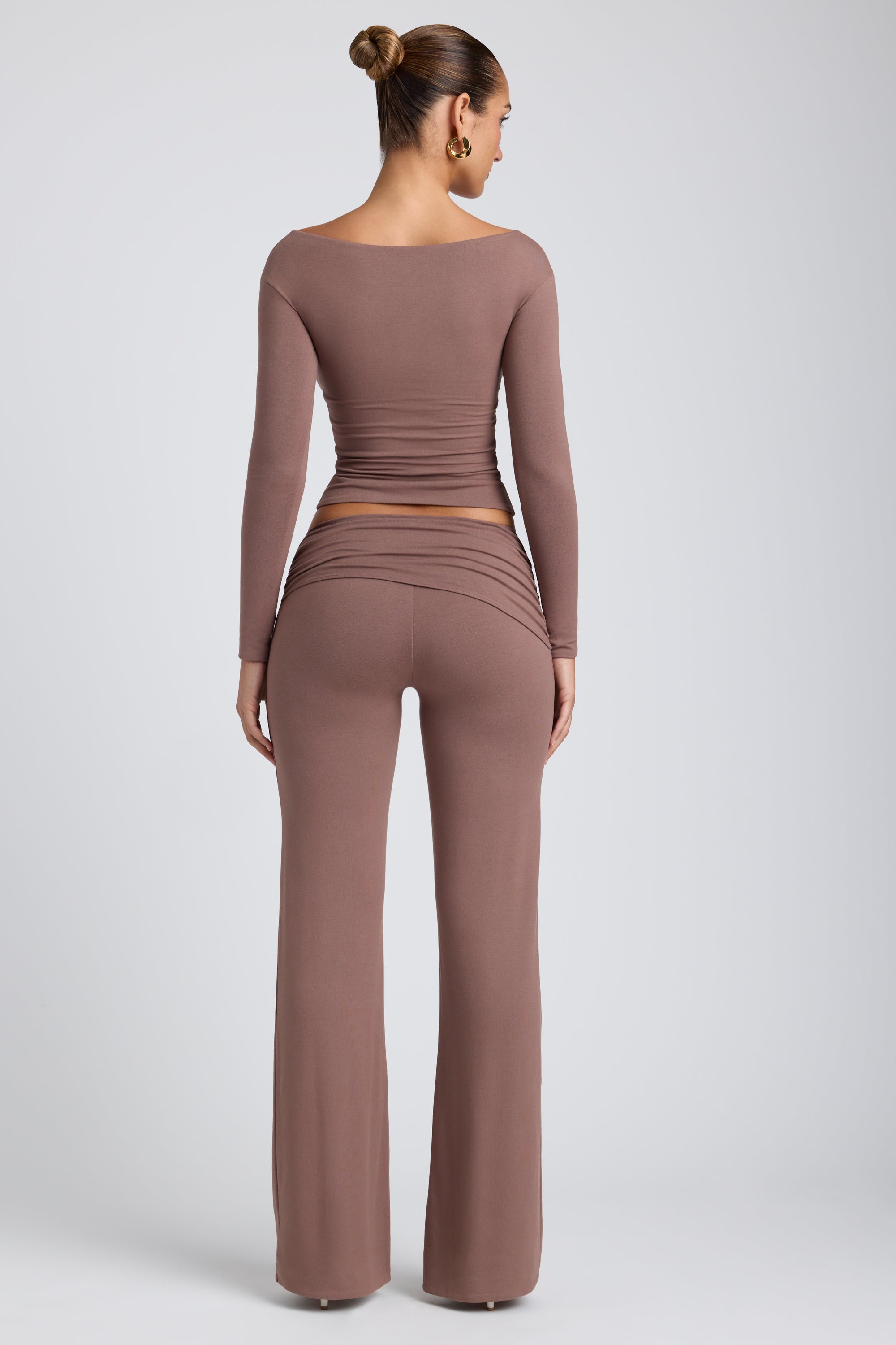 Modal Mid-Rise Straight-Leg Trousers in Taupe、mySite、solidvoid