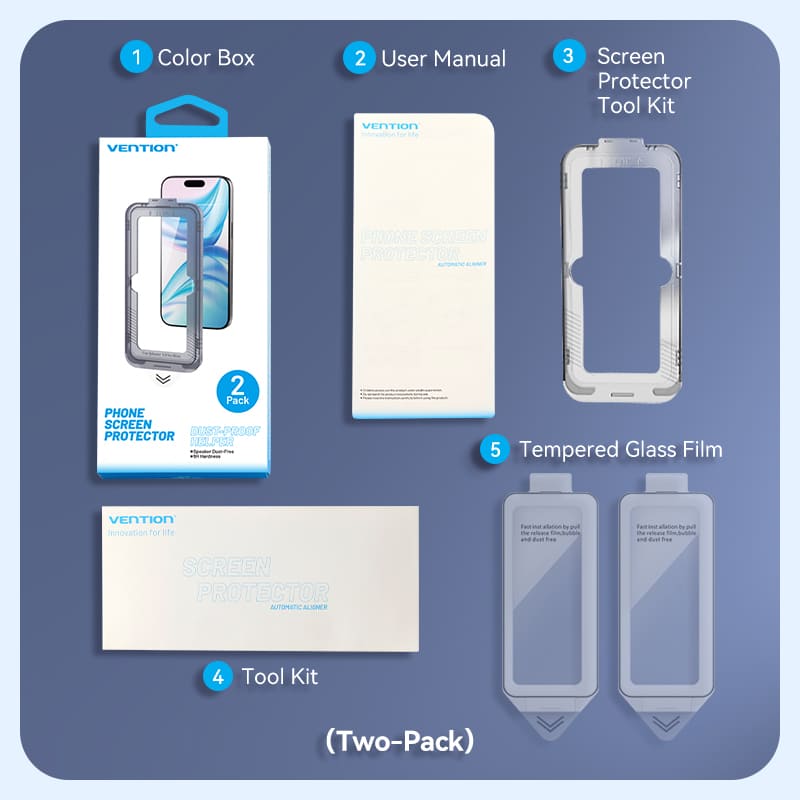 Vention HD Tempered Glass Screen Protector for iPhone 15 with Dust-Free Installation Tool、mySite、fannypackpong