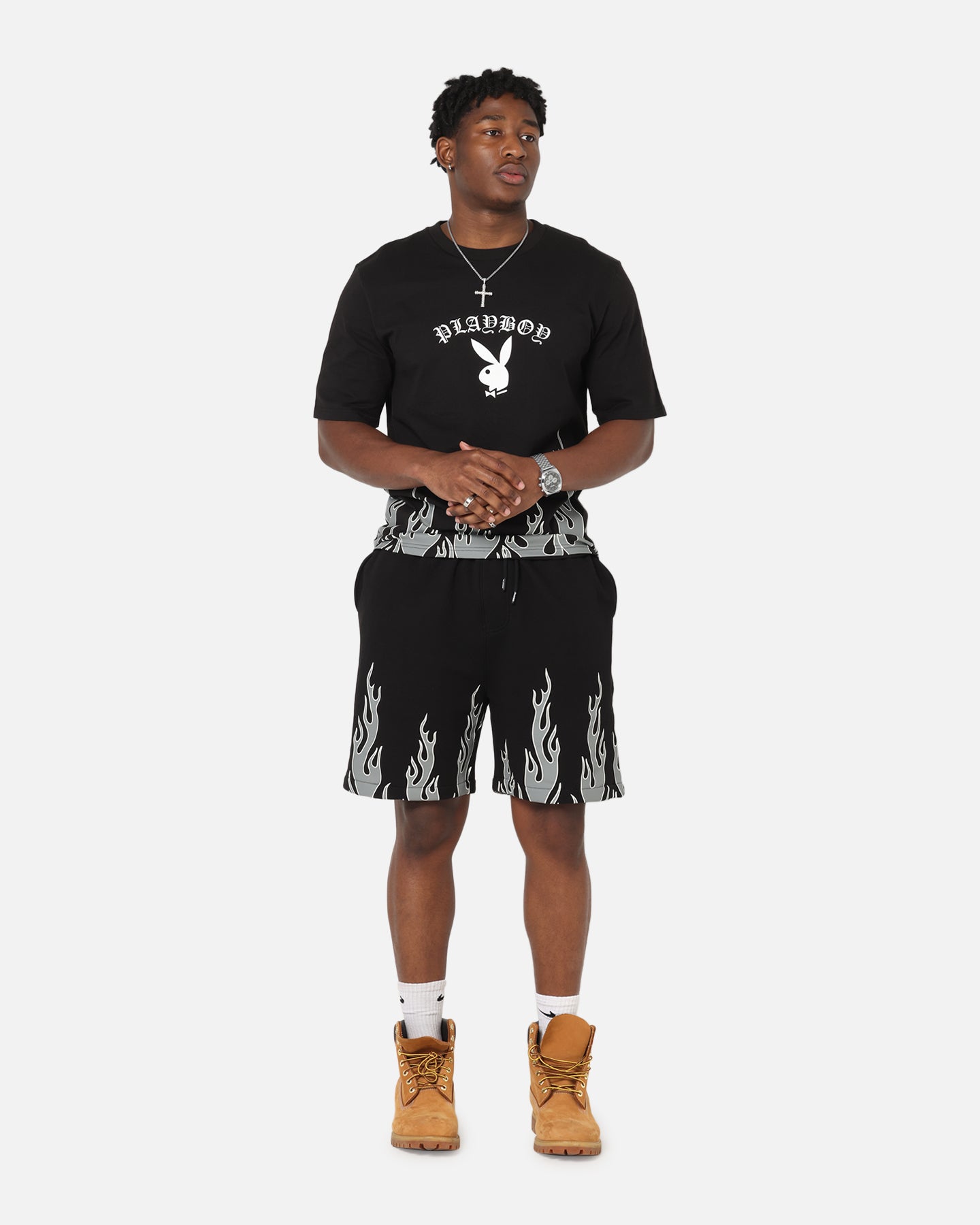 Playboy Gothic Flames T-Shirt Black、mySite、zt4zffjzw