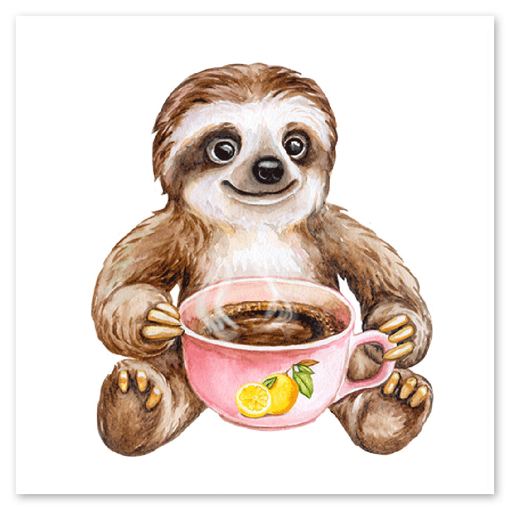  Sloth with Coffee Vinyl Sticker Decal、mySite、ghnorth