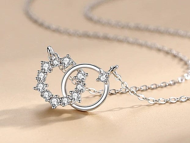 Interlocking Circles Pendant Necklace Sterling Silver, Dainty、mySite、g9winljtr
