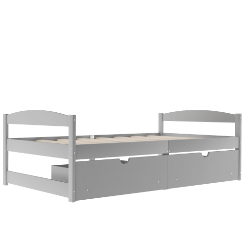 Twin size platform bed, with two drawers, espresso、、casual