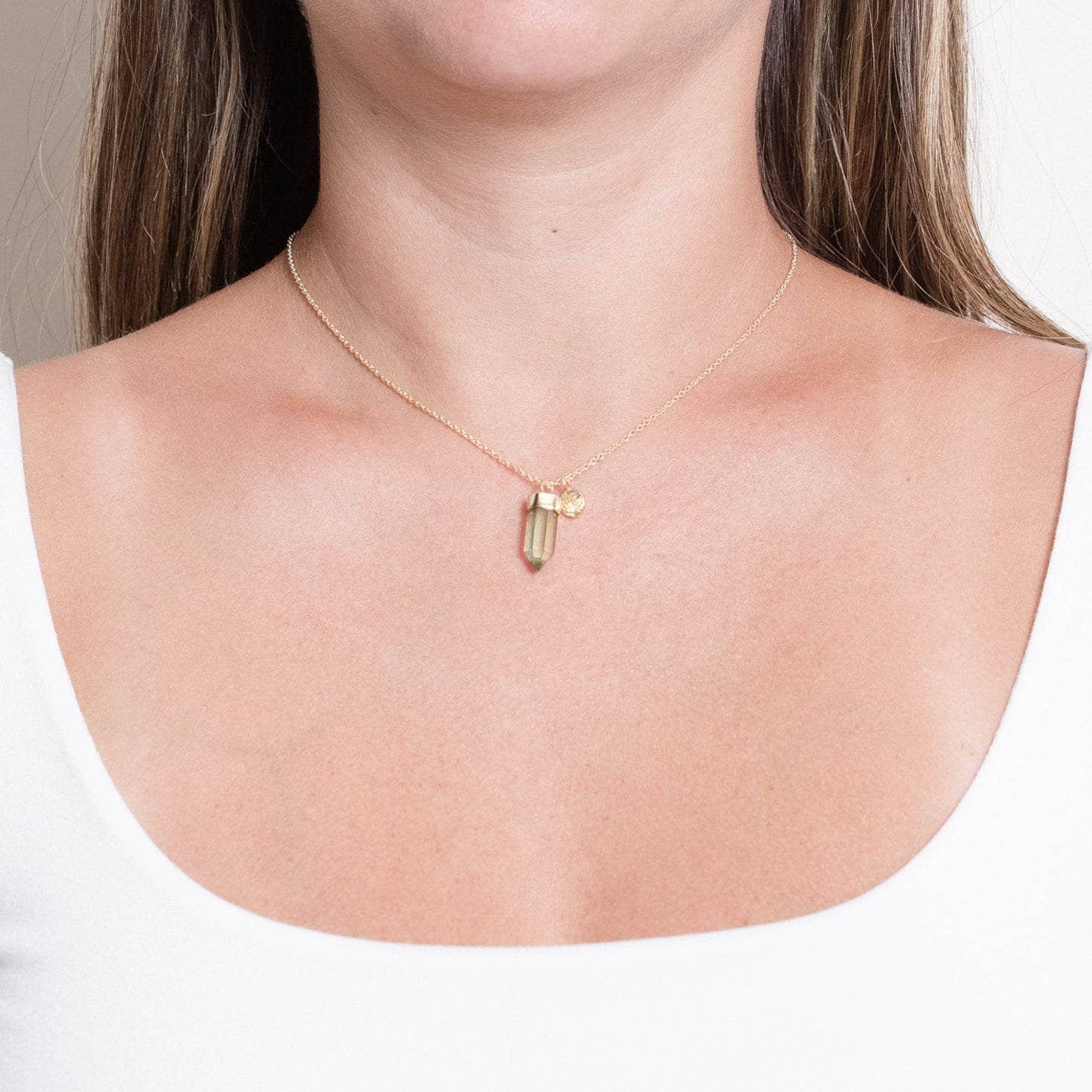 Delicate Green Amethyst Crystal Point Necklace、mySite、hinf8tx79