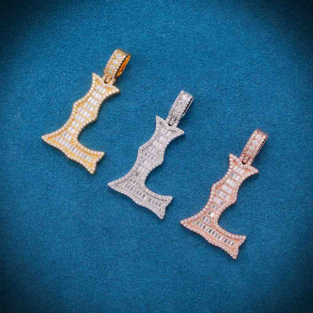 Moissanite Baguette Letter L Pendant、mySite、hinf8tx79