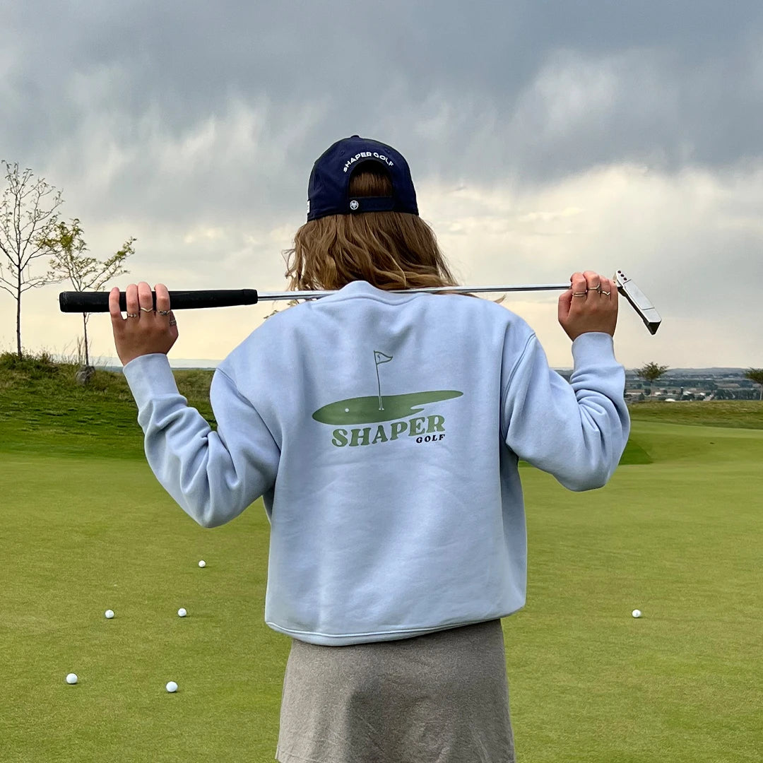 Shaper Golf Women's Let's Go Golfing Cropped Crewneck - Powder Blue、mySite、i-lightchina