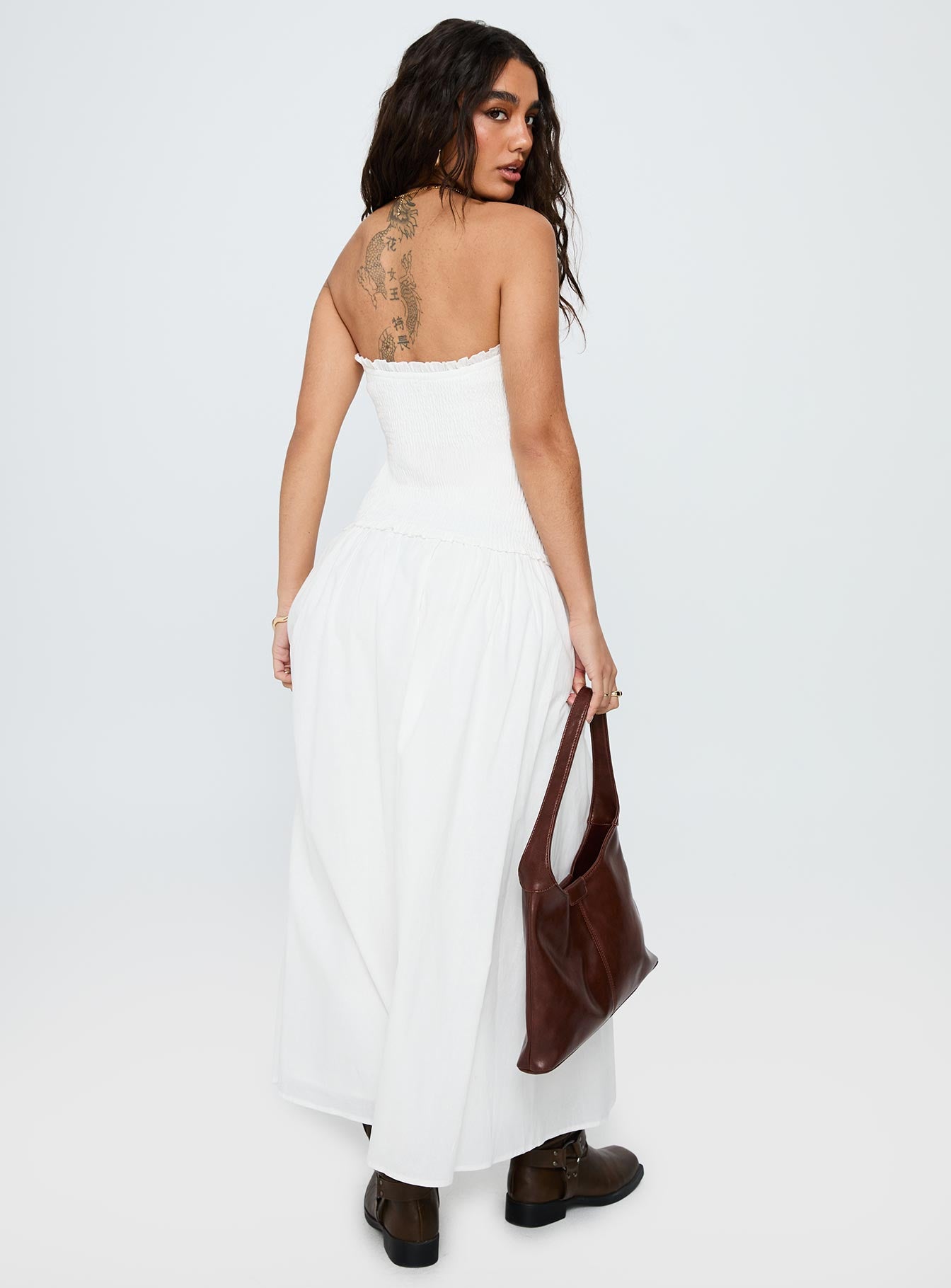 Tinsie Strapless Maxi Dress White、mySite、solidvoid