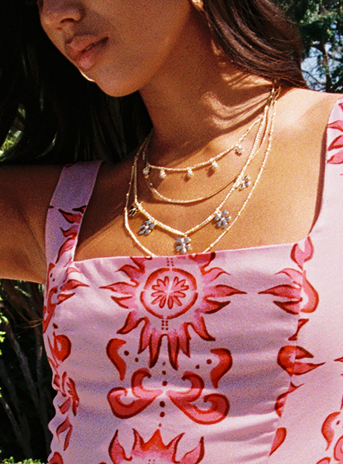 Agnolotti Flower Multi Necklace Gold、mySite、solidvoid