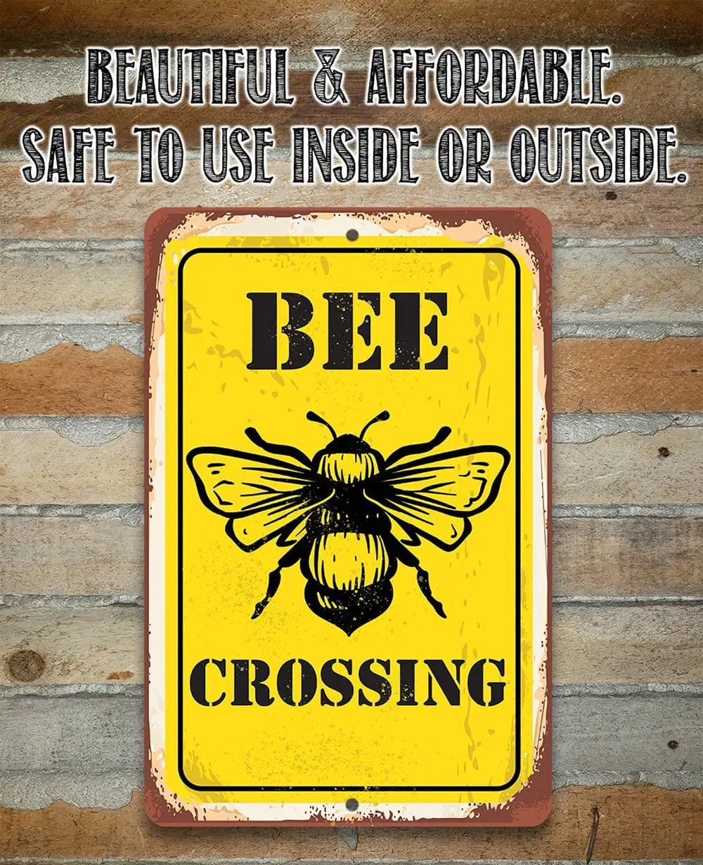 Bee Crossing - Metal Sign Handmade in the USA、mySite、g9winljtr