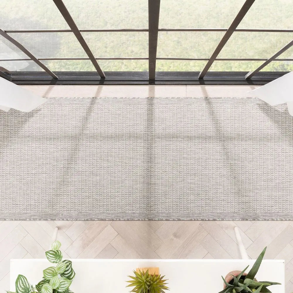 Odin Solid & Striped Border Indoor Outdoor Grey Ivory Flatweave Rug、mySite、gigharbornorthrealestate