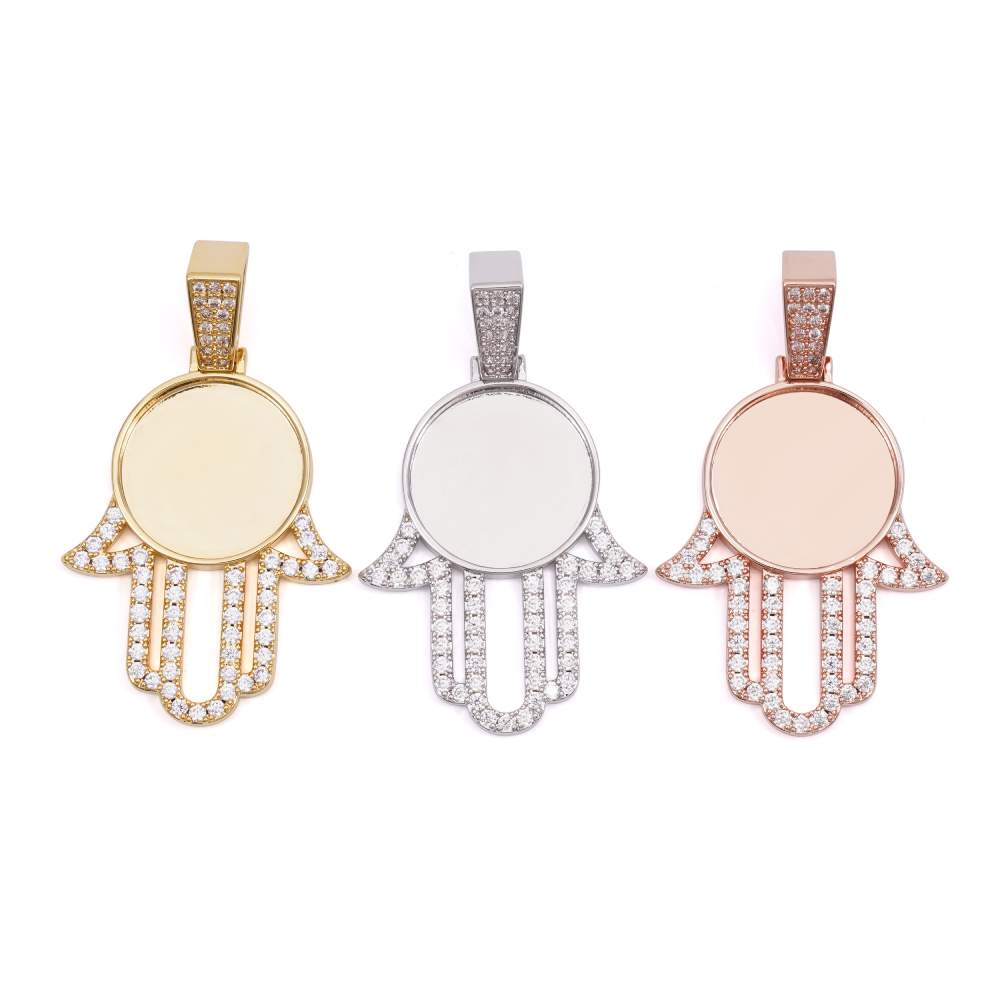 Moissanite Hamsa Hand Photo Pendant 14K Gold、mySite、hinf8tx79